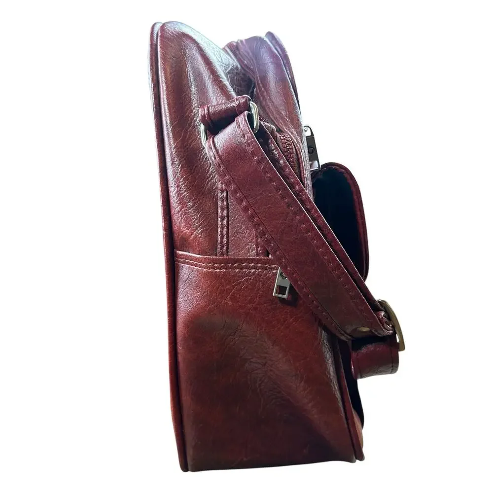 Vintage Samsonite Sonora II Dark Red Faux Leather Carry-On Travel Tote Bag CLEAN